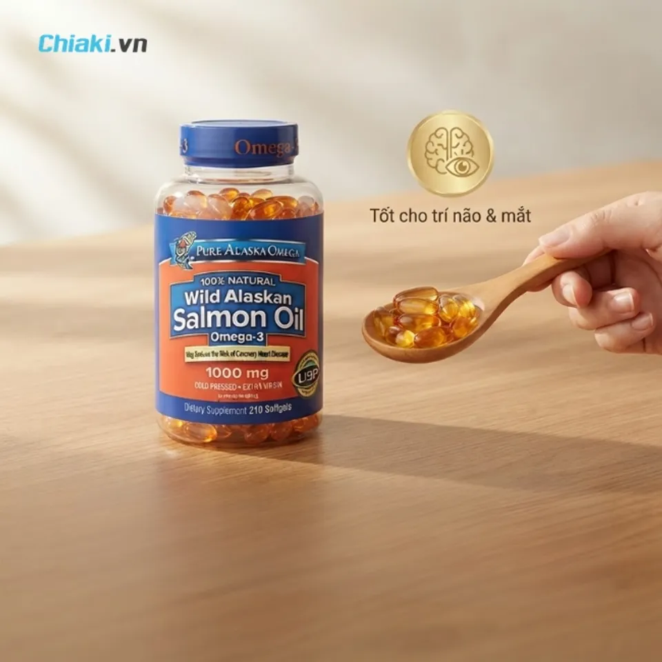 Dầu c&aacute; hồi Omega 3 Salmon Oil 1000mg của Mỹ hạ mỡ m&aacute;u v&agrave; ổn định huyết &aacute;p