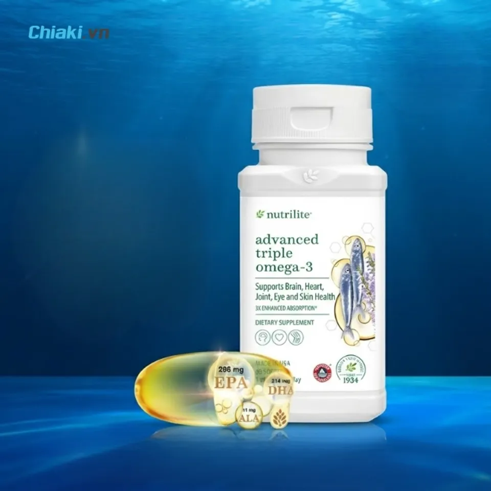 Dầu c&aacute; hồi omega 3 của Mỹ Advanced Triple hỗ trợ tim mạch, giảm triglyceride m&aacute;u ở người cao tuổi