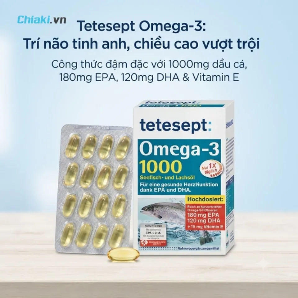 Vi&ecirc;n uống omega 3 dầu c&aacute; hồi Nhật Tetesept hỗ trợ bổ sung omega 3 v&agrave; c&aacute;c vitamin nh&oacute;m B