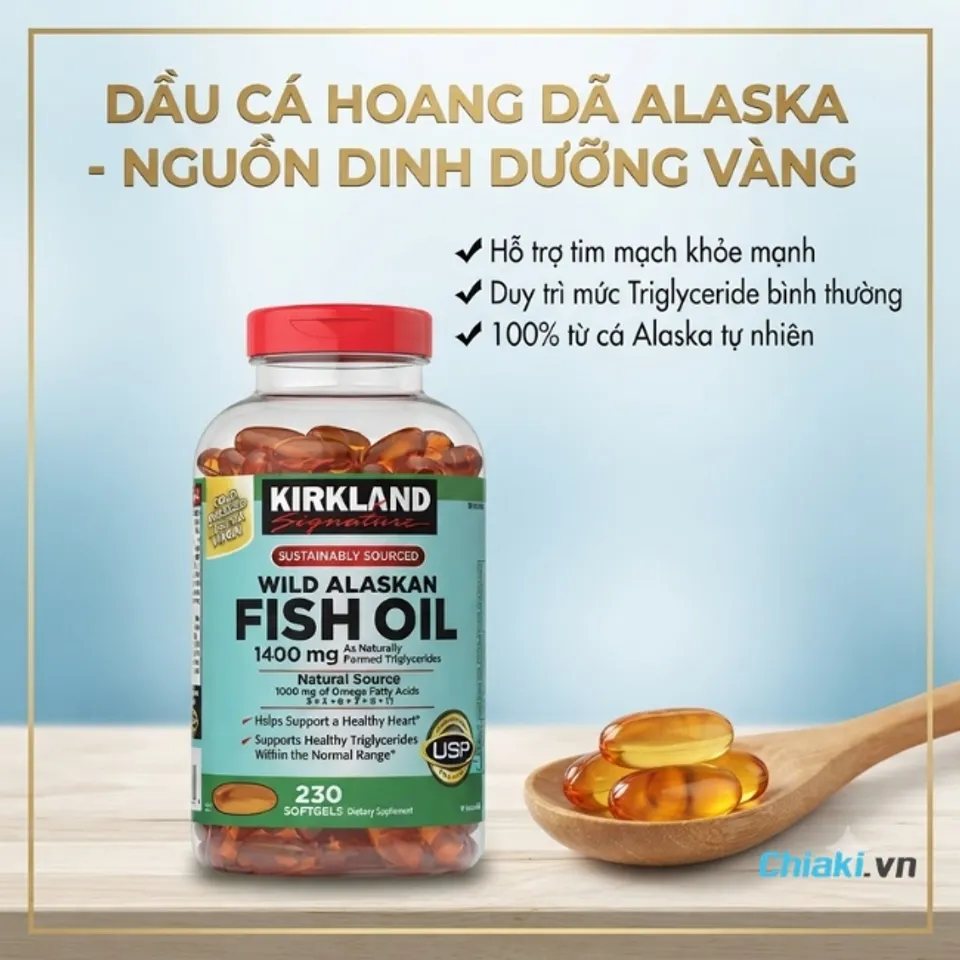 Vi&ecirc;n uống dầu c&aacute; hồi Kirkland Fish Oil Alaskan Mỹ kh&aacute;ng vi&ecirc;m tự nhi&ecirc;n, giảm đau nhức xương khớp ở người trung ni&ecirc;n v&agrave; cao tuổi