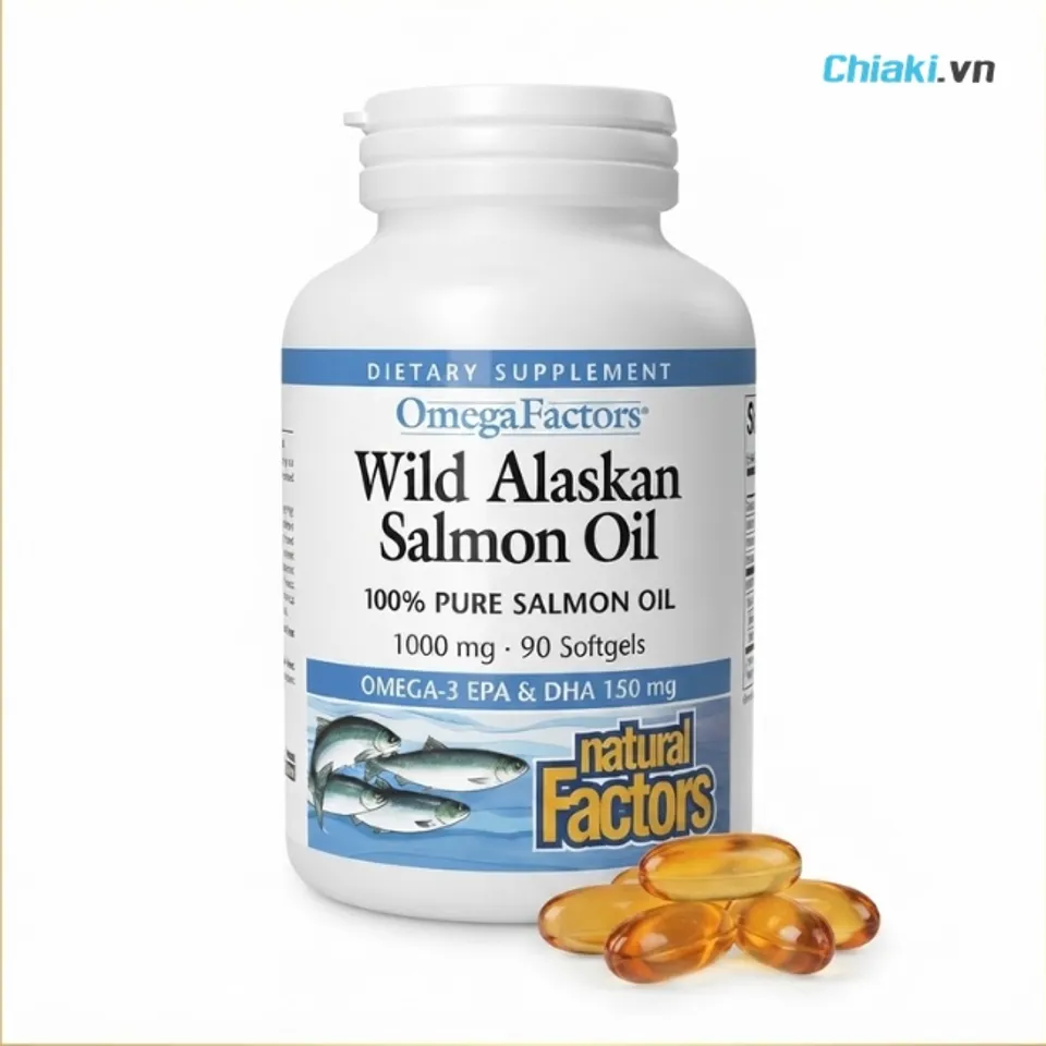 Vi&ecirc;n uống dầu c&aacute; hồi Omega-3 Wild Alaskan Salmon Oil Natural Factors giảm vi&ecirc;m khớp, tăng sự linh hoạt cho c&aacute;c khớp xương khi vận động
