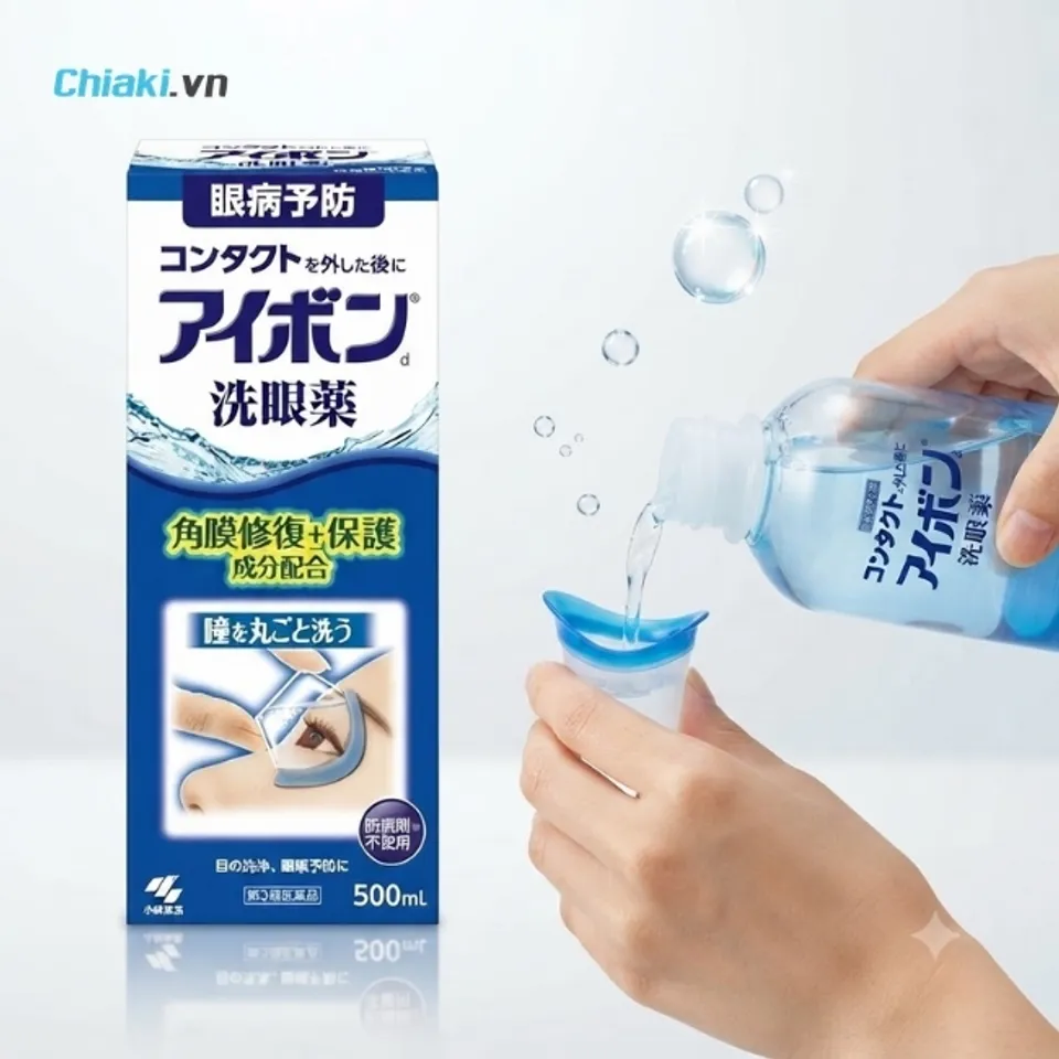 Nước rửa mắt Nhật Bản m&agrave;u xanh Eyebon W Vitamin Kobayashi kh&aacute;ng vi&ecirc;m, l&agrave;m dịu nhanh c&aacute;c k&iacute;ch ứng ở kết mạc