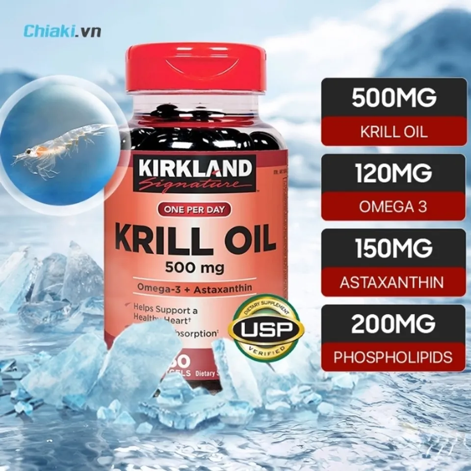 Dầu Omega 3 nhuyễn thể Mỹ Kirkland Signature Krill Oil