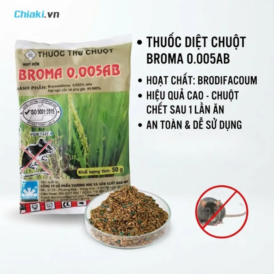 Th&oacute;c diệt chuột sinh học Broma trộn sẵn dạng hạt l&uacute;a dễ dụ chuột