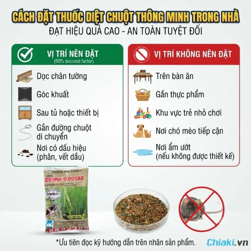 C&aacute;ch đặt thuốc diệt chuột th&ocirc;ng minh trong nh&agrave; đạt hiệu quả cao