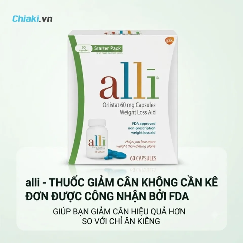 Giảm c&acirc;n Alli Orlistat 60mg kiểm so&aacute;t c&acirc;n nặng của Mỹ