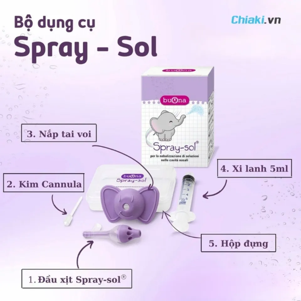 Dụng cụ rửa mũi cho trẻ sơ sinh Buona Spray Sol &Yacute; hỗ trợ vệ sinh h&ocirc; h&acirc;p tr&ecirc;n