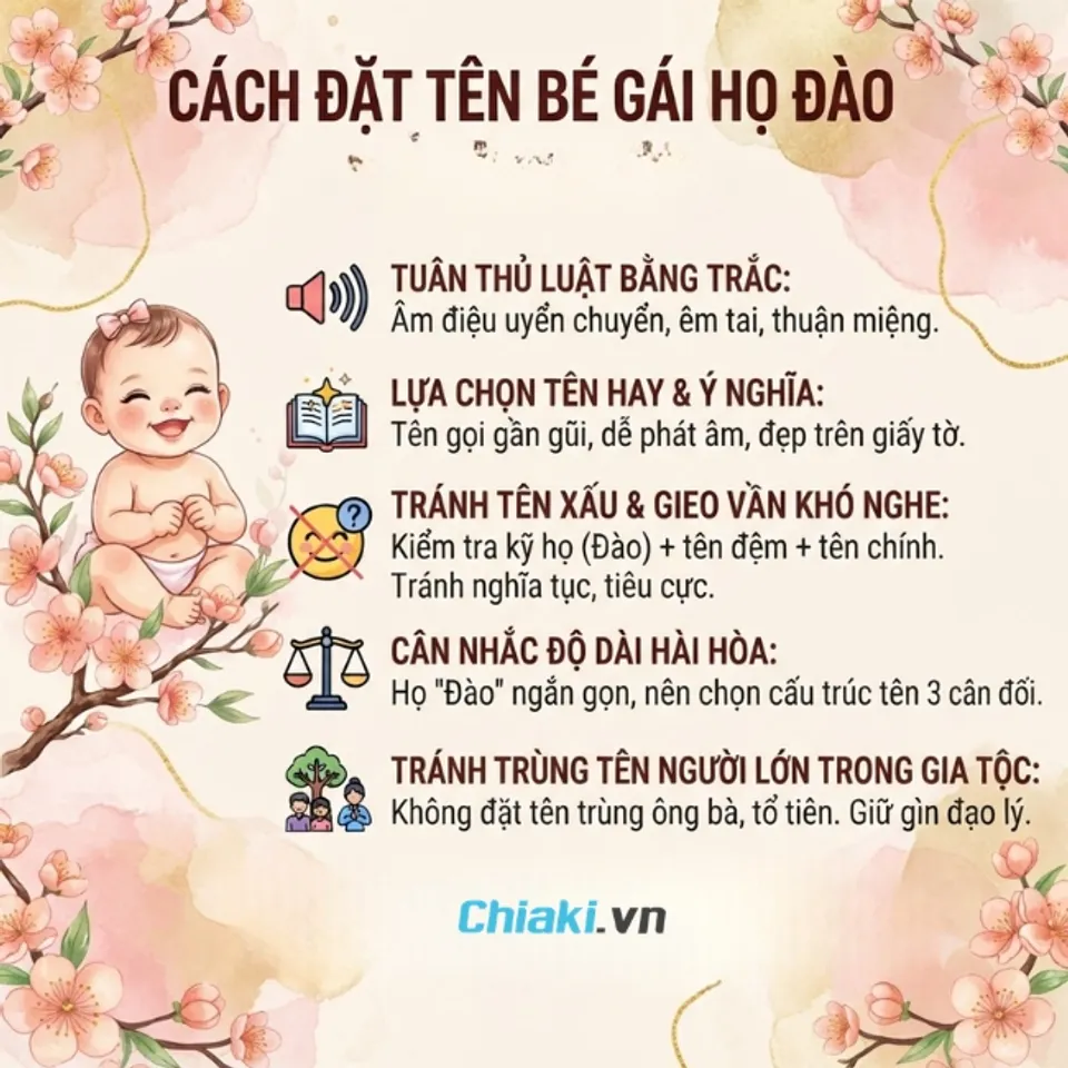 C&aacute;ch đặt t&ecirc;n b&eacute; g&aacute;i họ Đ&agrave;o 2026 bố mẹ cần biết