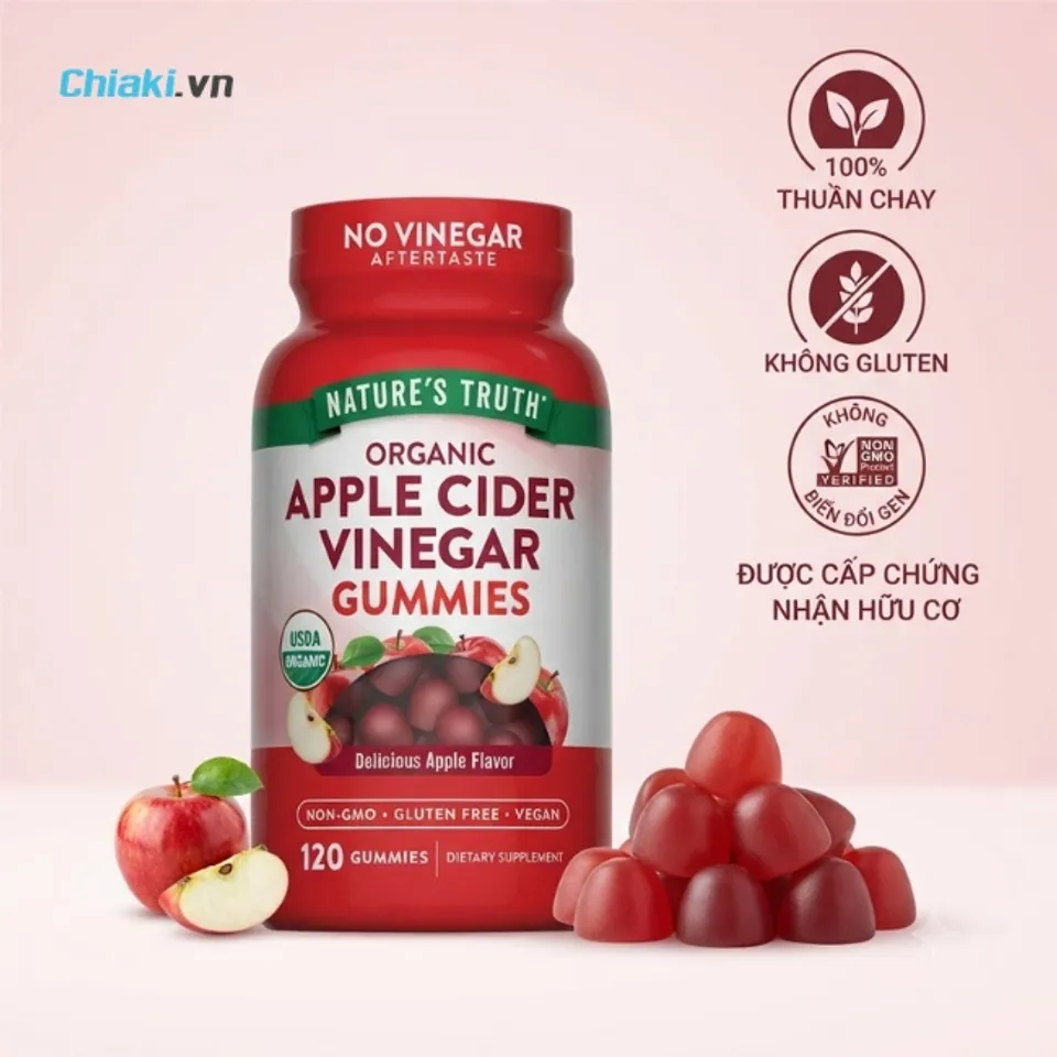 Vi&ecirc;n kẹo giảm c&acirc;n Mỹ giấm t&aacute;o hữu cơ Nature&rsquo;s Truth đ&agrave;o thải độc tố v&agrave; mỡ thừa qua đường ti&ecirc;u h&oacute;a