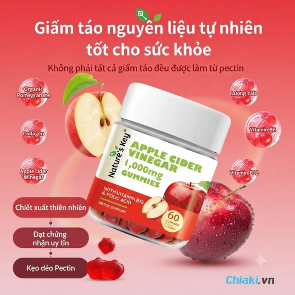 Kẹo giảm c&acirc;n hỗ trợ ti&ecirc;u h&oacute;a Nature's Key Mỹ hỗ trợ ti&ecirc;u h&oacute;a v&agrave; kiểm so&aacute;t c&acirc;n nặng