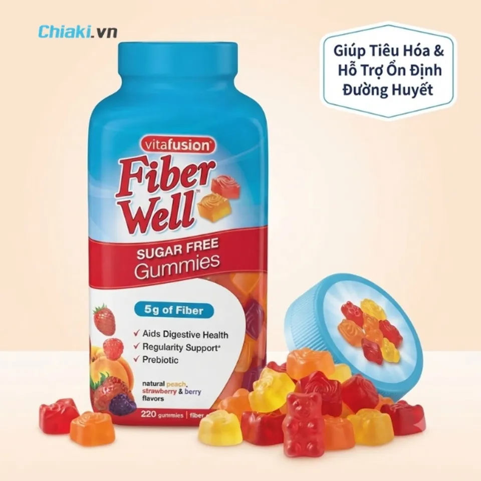 Kẹo tr&aacute;i c&acirc;y giảm c&acirc;n Fiber Well Gummies&nbsp;l&agrave;m chậm qu&aacute; tr&igrave;nh hấp thụ đường, chất b&eacute;o