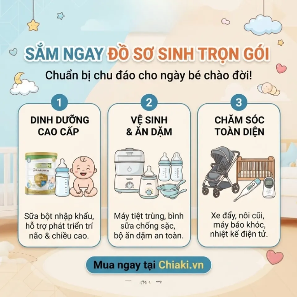 Sắm ngay đồ sơ sinh trọn g&oacute;i, chuẩn bị chu đ&aacute;o cho ng&agrave;y b&eacute; ch&agrave;o đời c&ugrave;ng Chiaki.vn