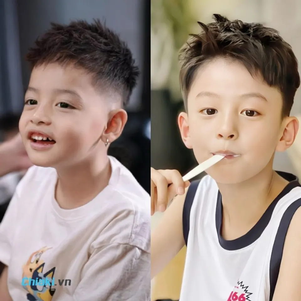 B&eacute; trai cắt kiểu Mohican ngắn, dải t&oacute;c giữa d&agrave;i hơn hai b&ecirc;n