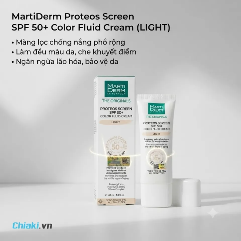 Kem chống nắng MartiDerm Proteos Screen SPF50+ bảo vệ da mịn khỏe m&ugrave;a đ&ocirc;ng