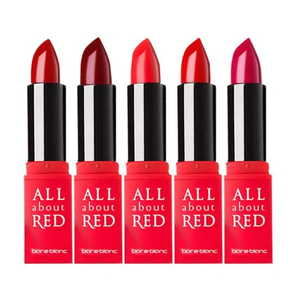 bare blanc all about red gồm 5 sắc đỏ ph&ugrave; hợp với nhiều sắc da