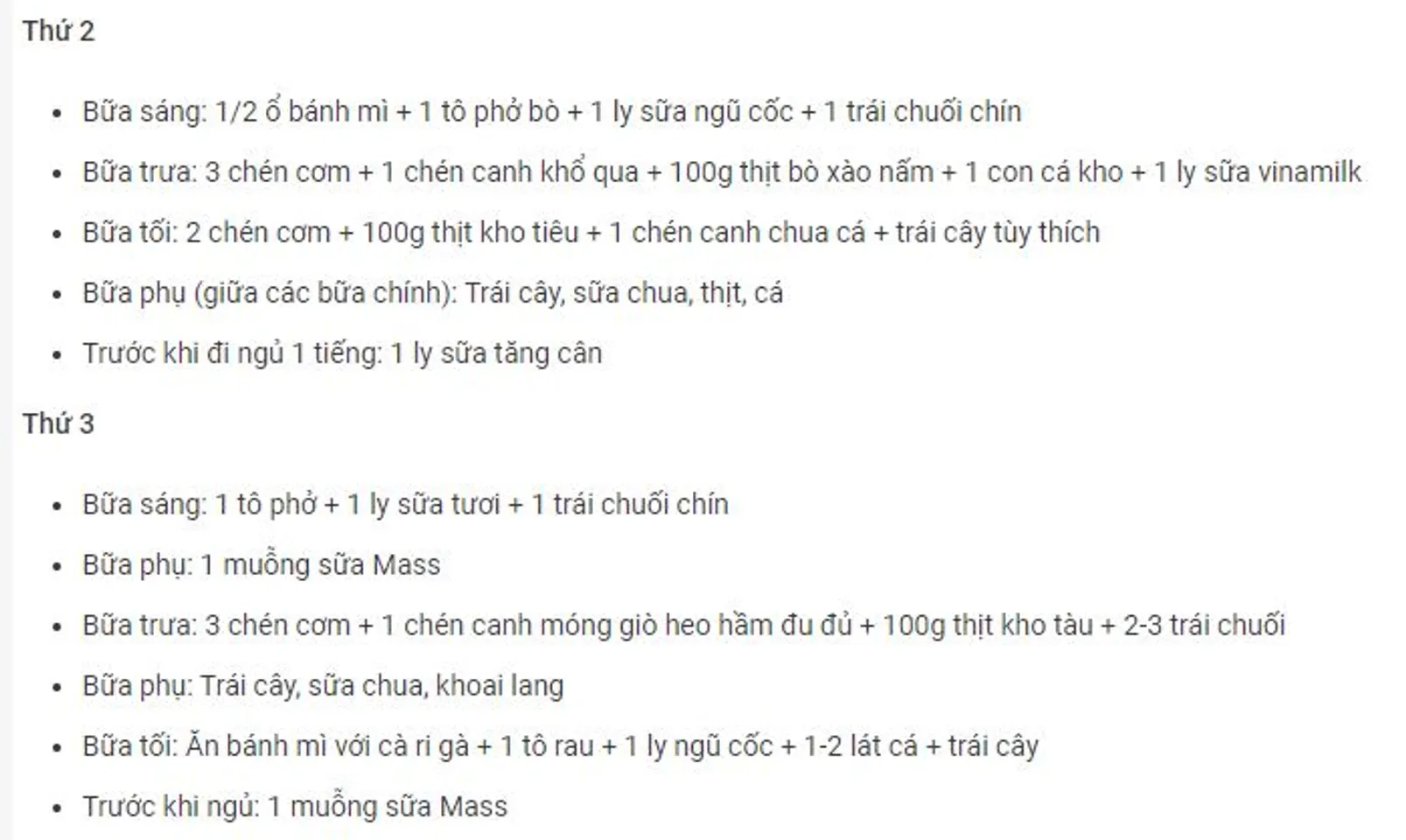 Sữa tăng cân Premium Mass Gainer và thực đơn chi tiết cho nam gầy tập Gym