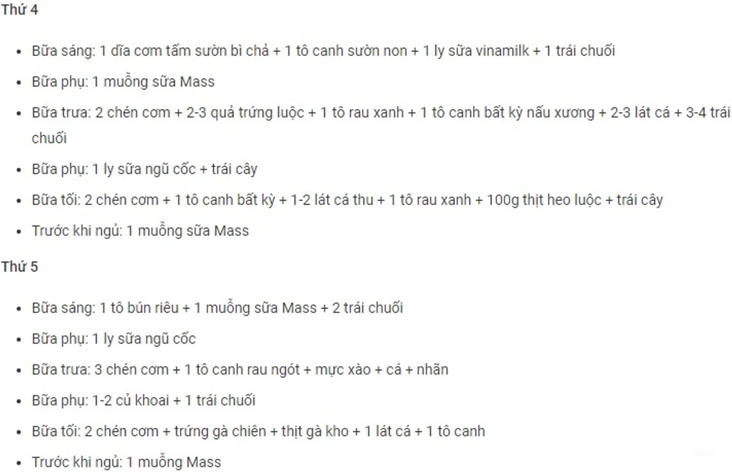 Sữa tăng cân Premium Mass Gainer và thực đơn chi tiết cho nam gầy tập Gym
