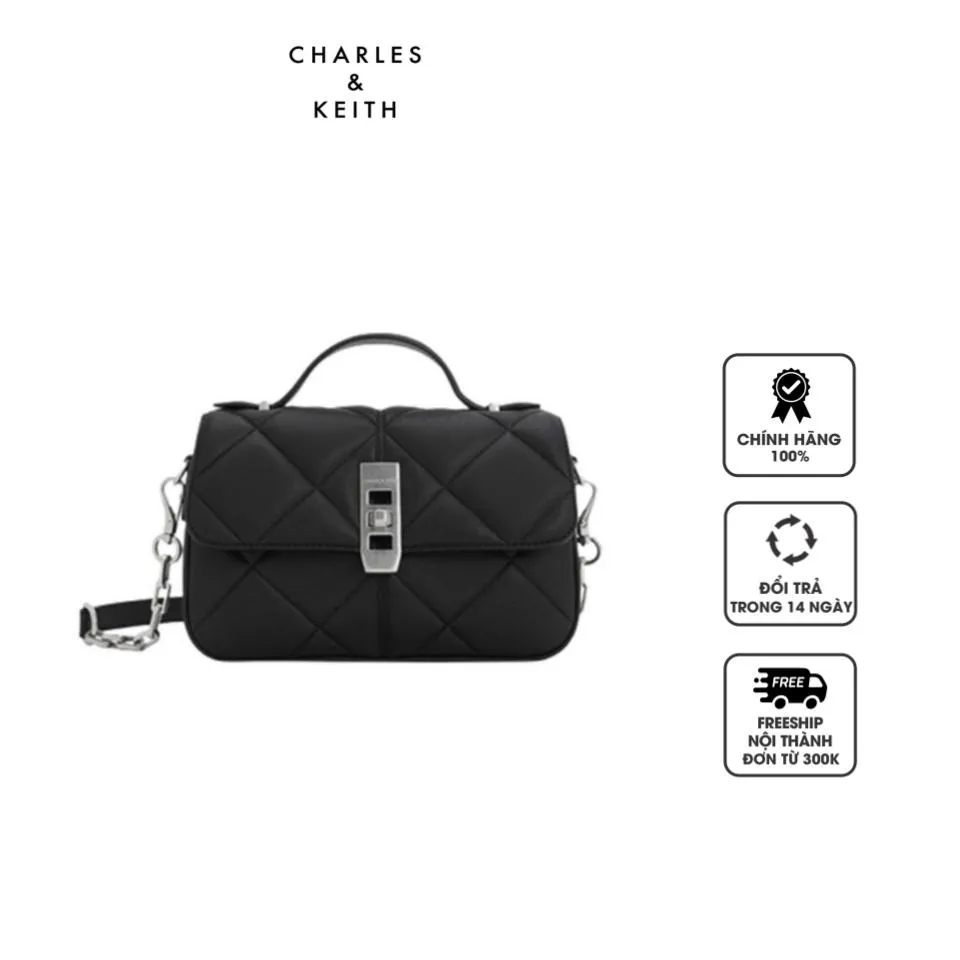 Túi xách Charles & Keith Anwen Quilted Top Handle CK2-50271199 Noir màu đen