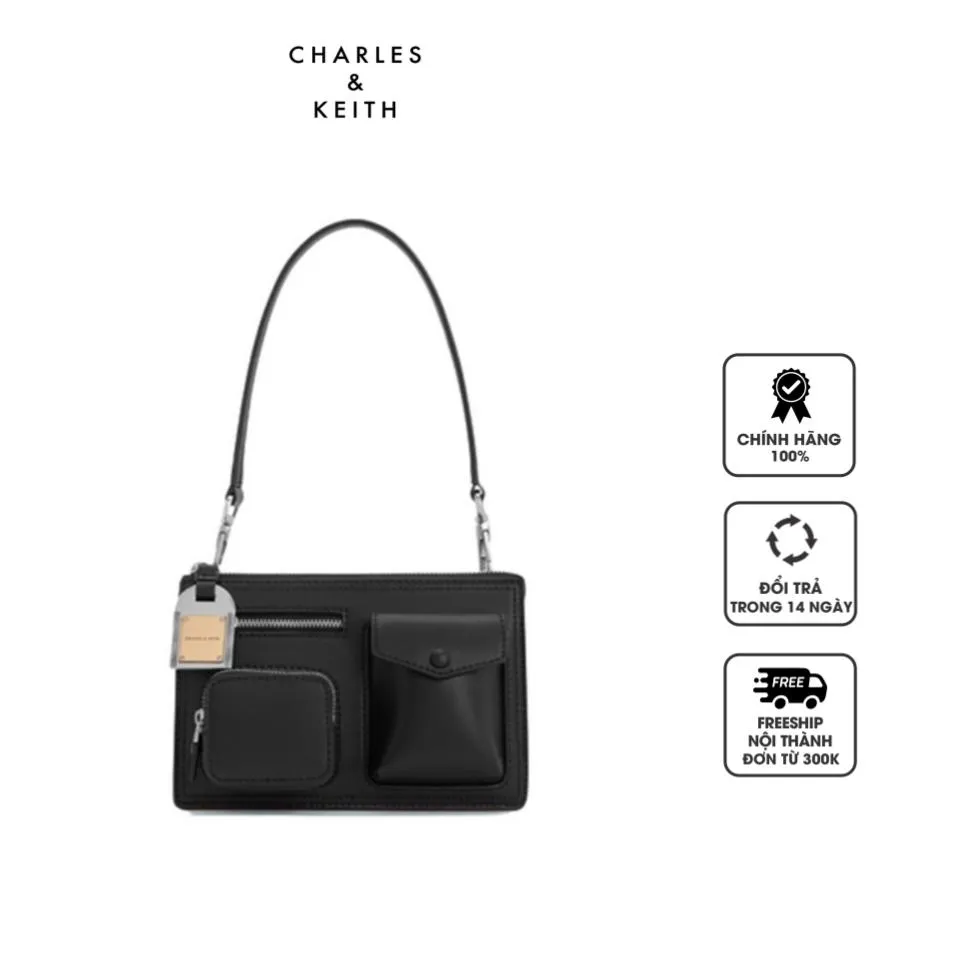 Túi xách Charles & Keith Austen Multi-Pocket CK2-20271189 Noir màu đen