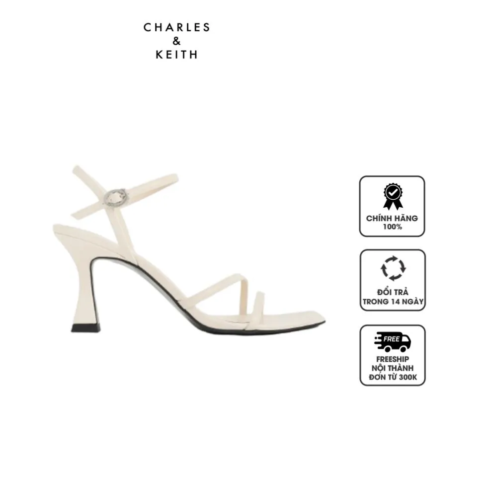 Sandal Charles & Keith Strappy Trapeze Heel CK1-60190327 Chalk, 34