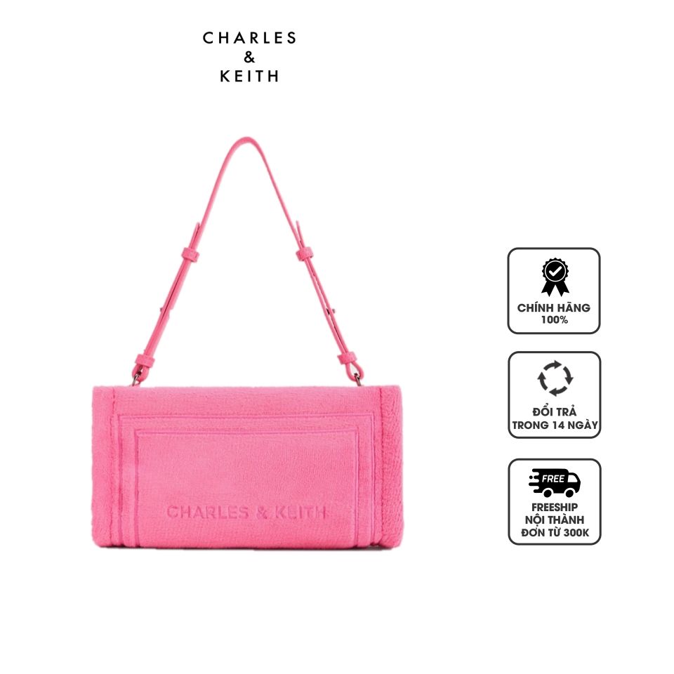 Túi Charles & Keith Loey Textured Shoulder Bag CK2-20151378-A Pink
