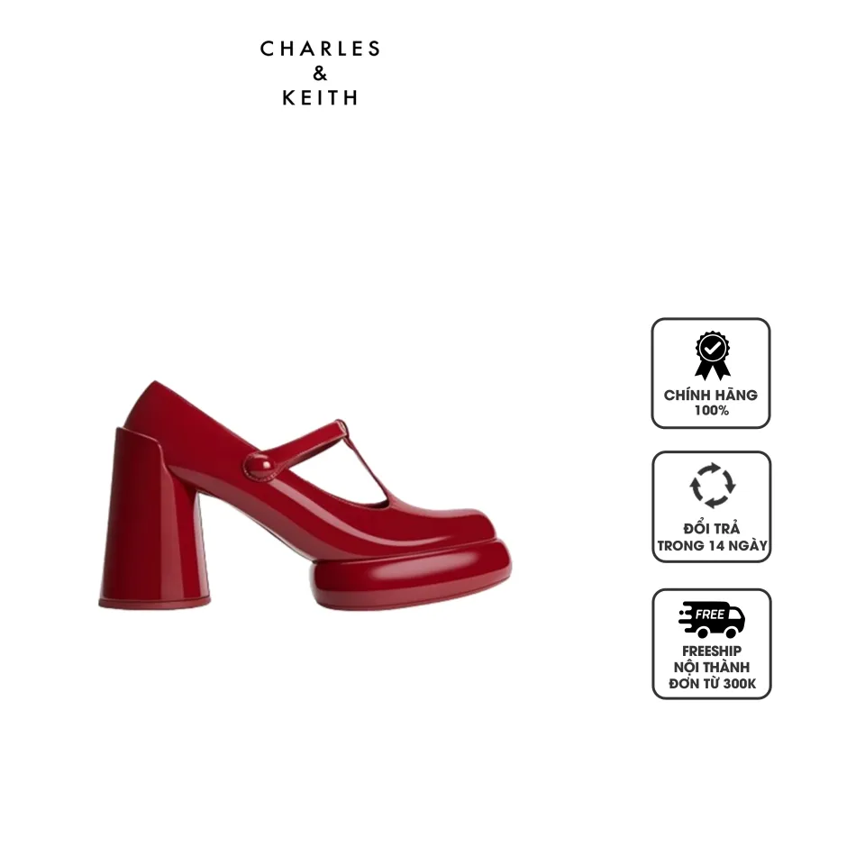 Giày cao gót Marry Jane Charles & Keith Darcy Patent T-Bar CK1-60361493 Red