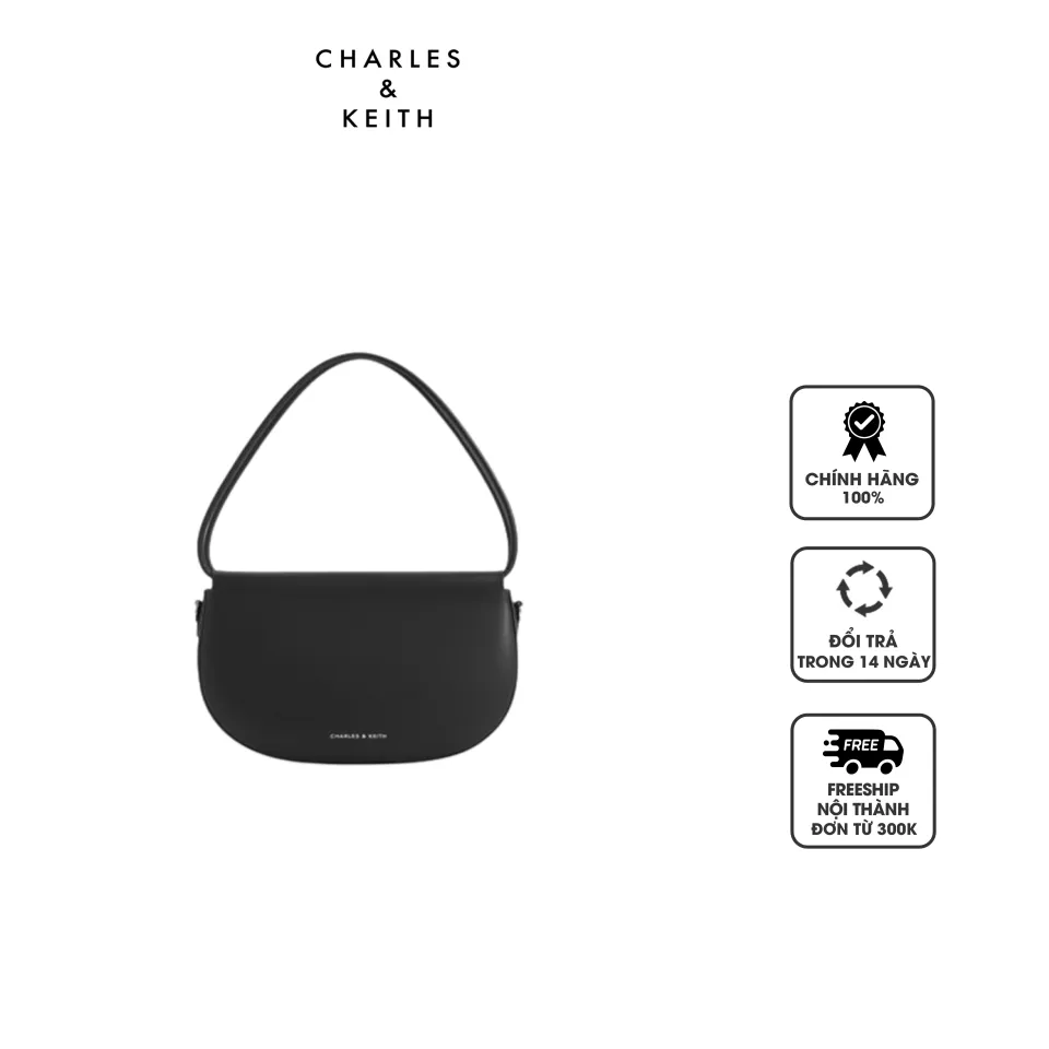 Túi Charles & Keith Elora Curved Top Handle Bag CK2-50782337 Noir màu đen