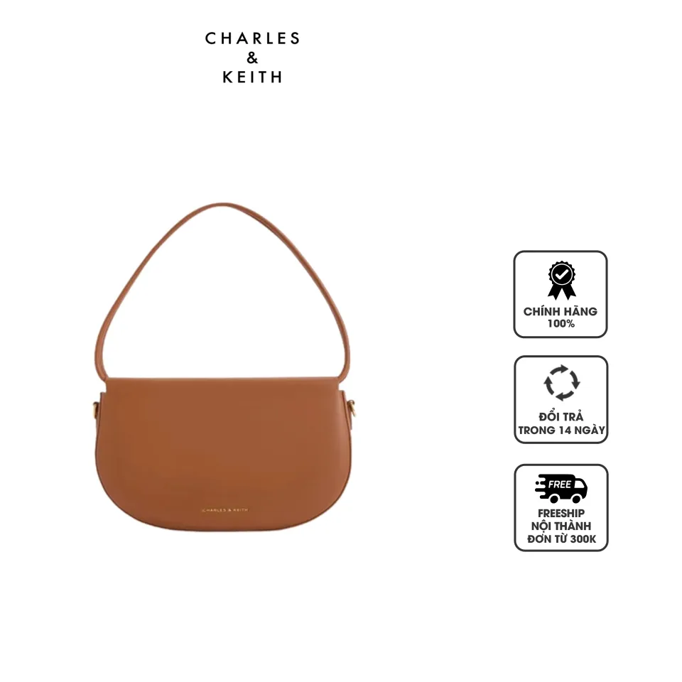 Túi Charles & Keith Elora Curved Top Handle Bag CK2-50782337 màu nâu tanin