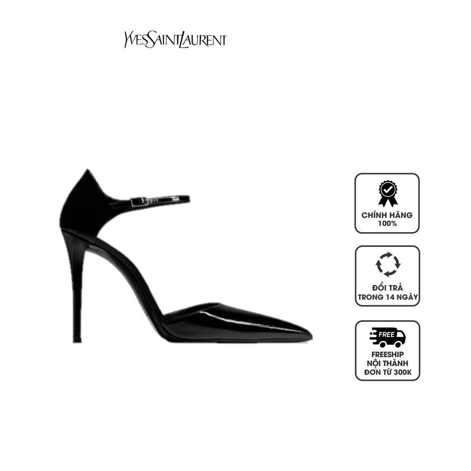 Giày cao gót YSL Avenue D'orsay Pumps In Patent Leadther 7552261TV001000 Black, 35