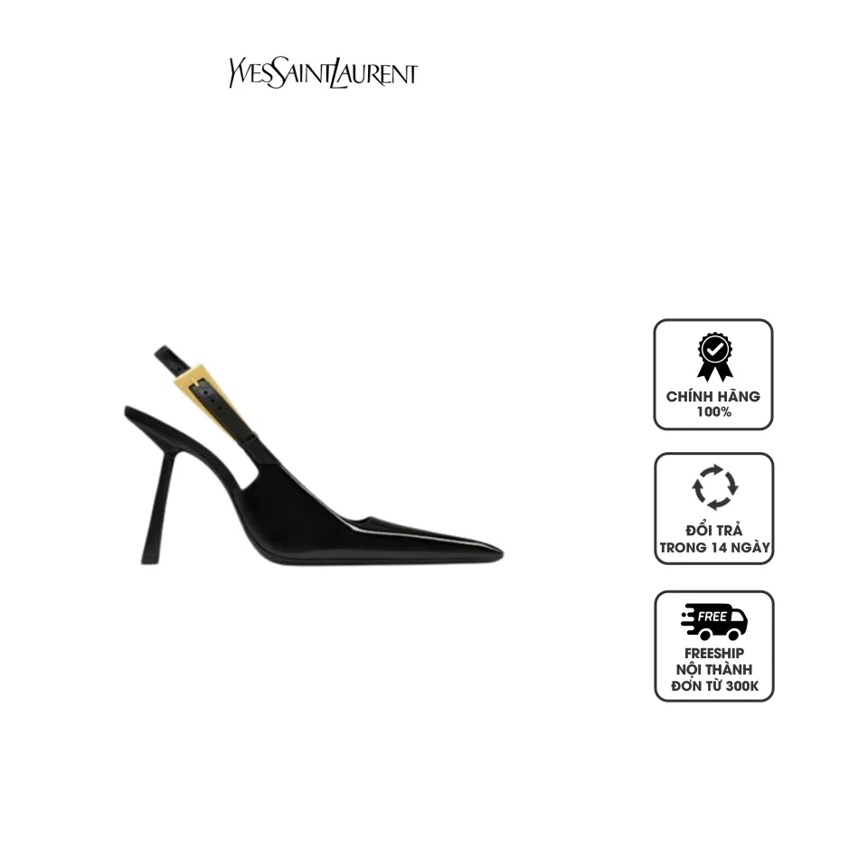 Giày cao gót YSL Lee Slingback Pumps In Patent Leather 763421AACGX1000 Black, 34