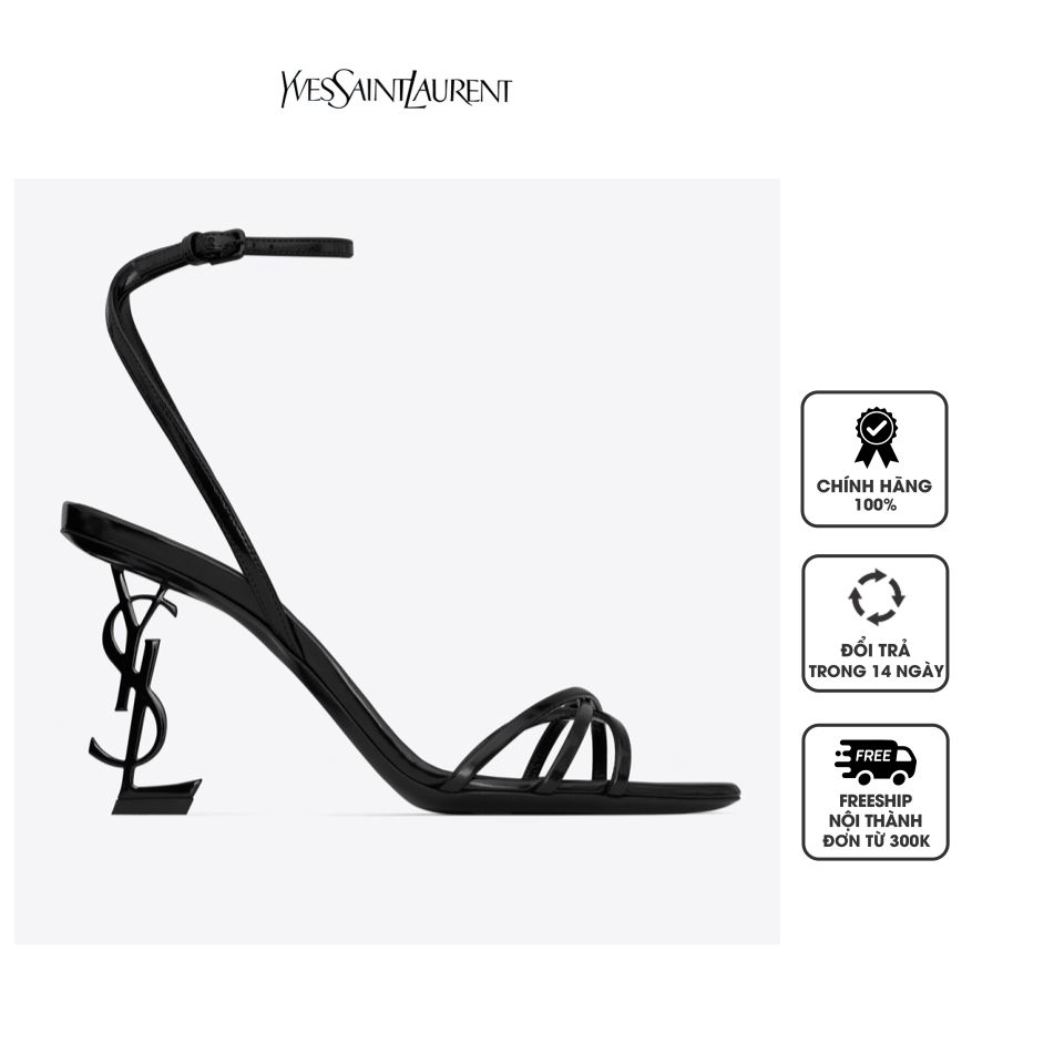 Dép Sandals YSL Opyum In Glazed Leather 782840AACGC1000 Black, 34