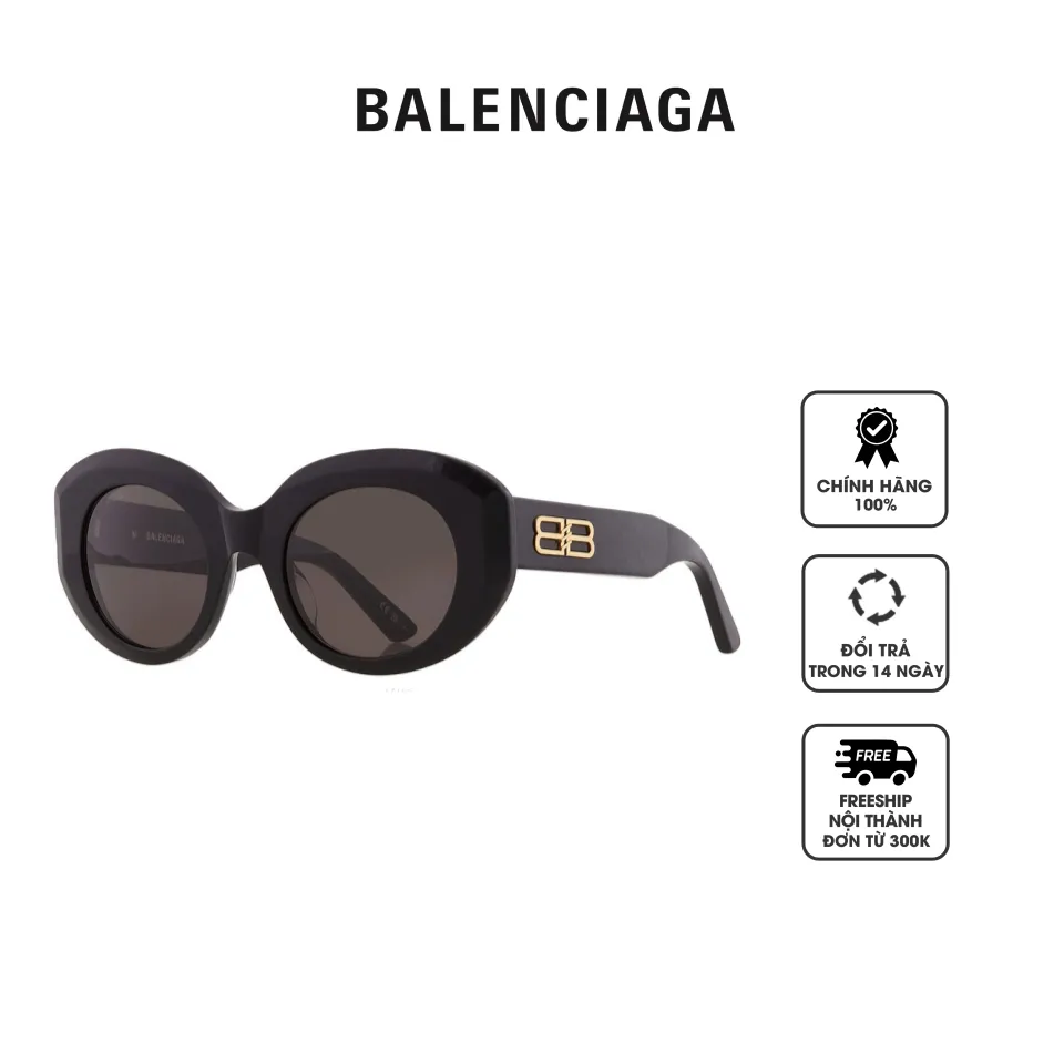 Kính mát nữ Balenciaga Gray Oval Ladies Sunglasses BB0235S 001 52