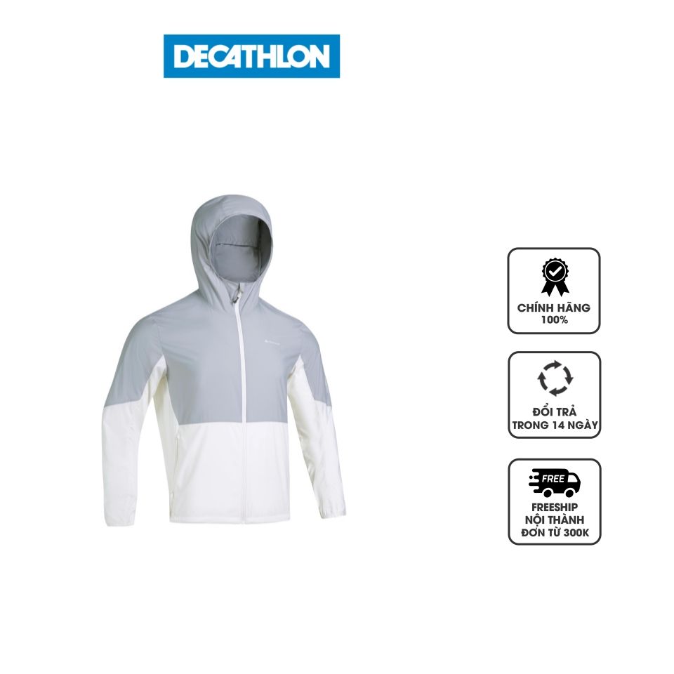 Áo khoác gió thể thao nam Helium 500 Decathlon Quechua 8736506 màu xám trắng, S
