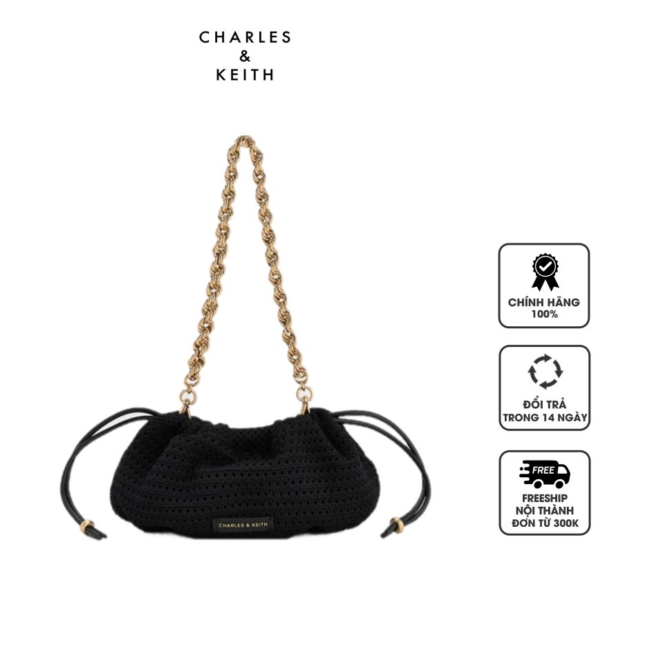 Túi xách Charles & Keith Ida Knitted Chain-Handle Clutch CK2-70840565 Black