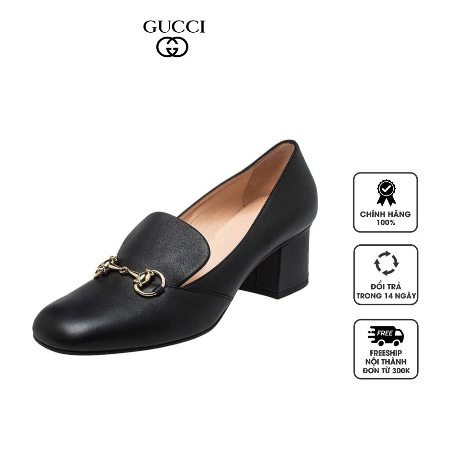 Giày cao gót Gucci Women's Mid-Heel Pump With Horsebit màu đen, 37