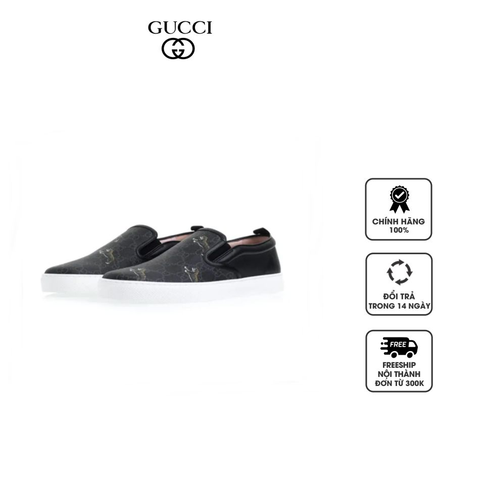 Giày Slip on Gucci GG Supreme Tigers 407362G0K10 màu đen
