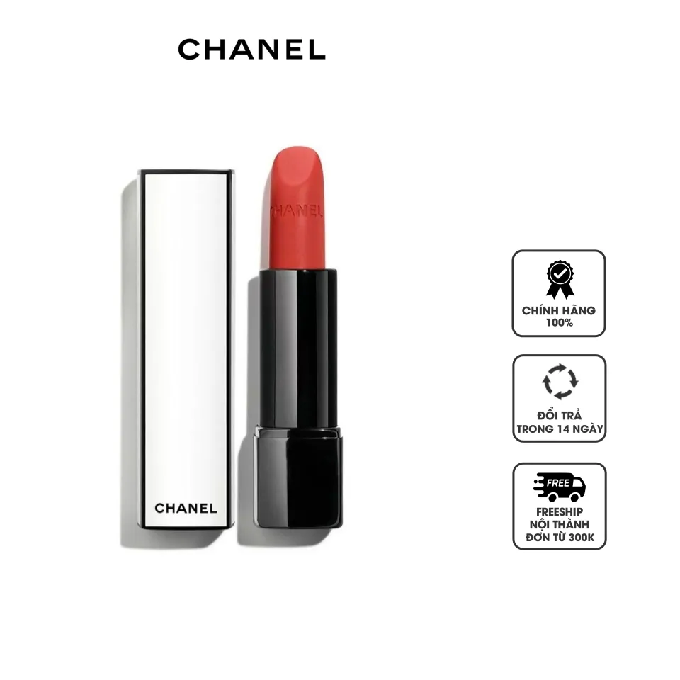 Son Chanel Rouge Allure Velvet Nuit Blanche màu 01:00 cam gạch