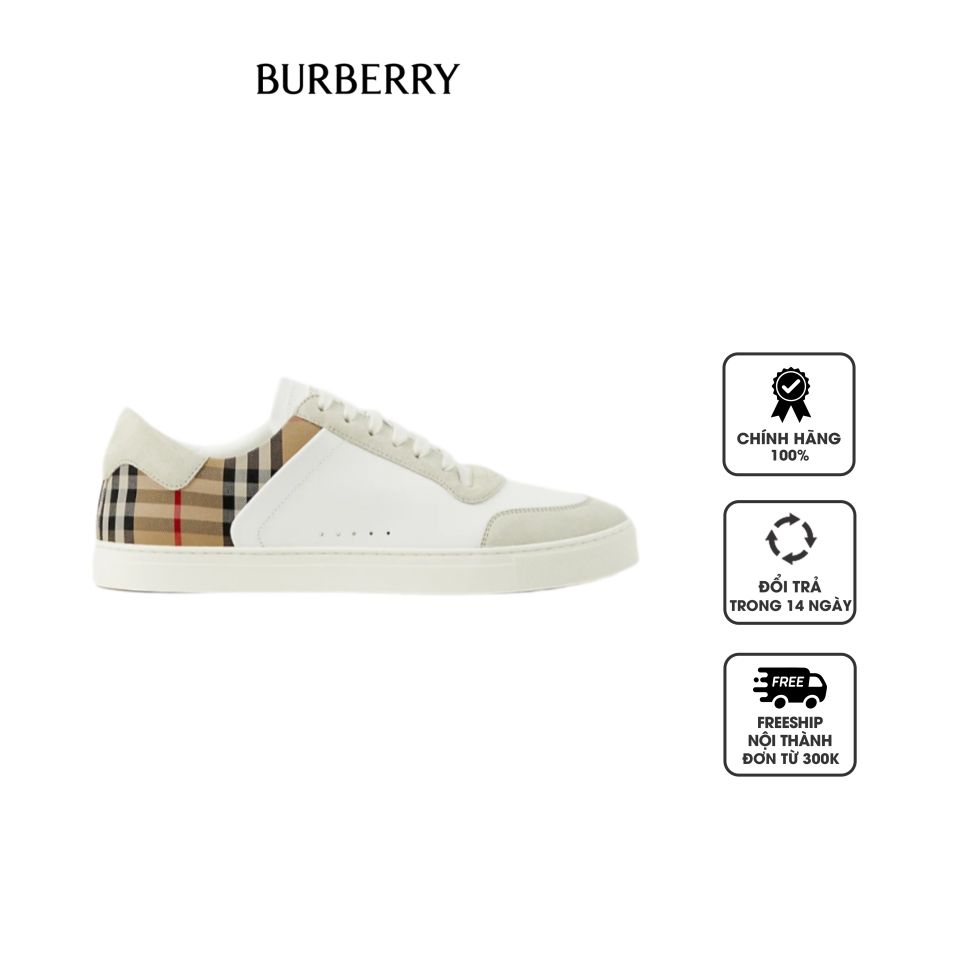 Giày thể thao Burberry Leather, Suede and Check 80690891 White/Beige, 39