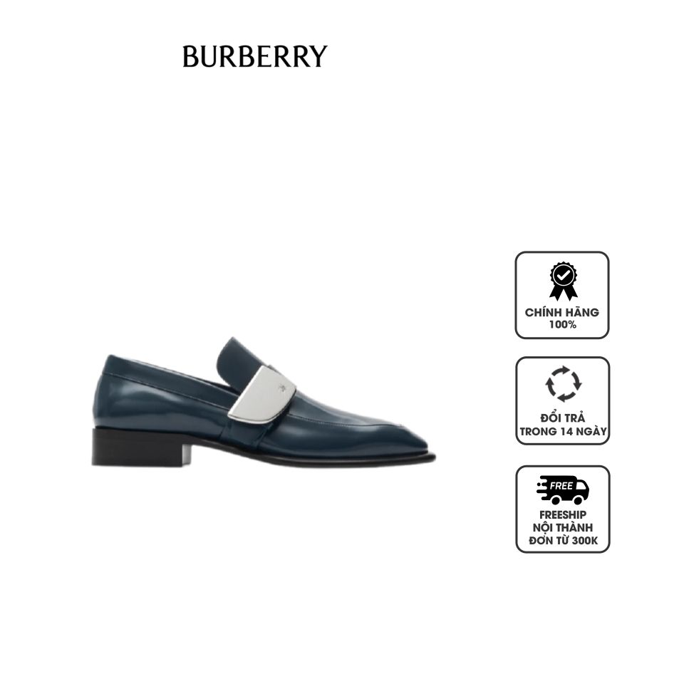 Giày lười nam Burberry Leather Shield Loafers 80854391 Lake, 6 UK