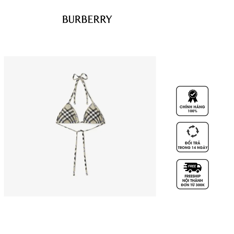 Áo Bikini Burberry Check Bikini Top Item 80876061 Lichen, XS