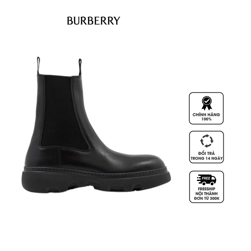 Giày boots Burberry Leather Creeper Chelsea Boots 80766701 Black, 40