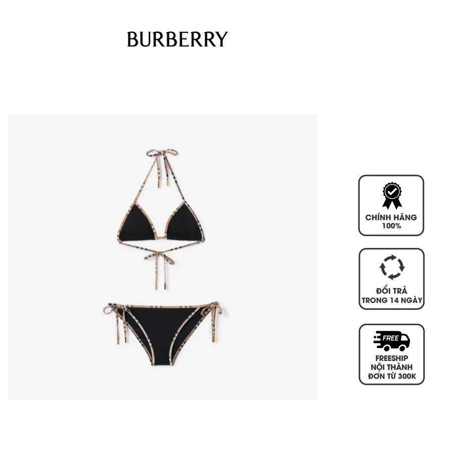 Bộ Bikini Burberry Check Trim Triangle Bikini Item 80105821, XS