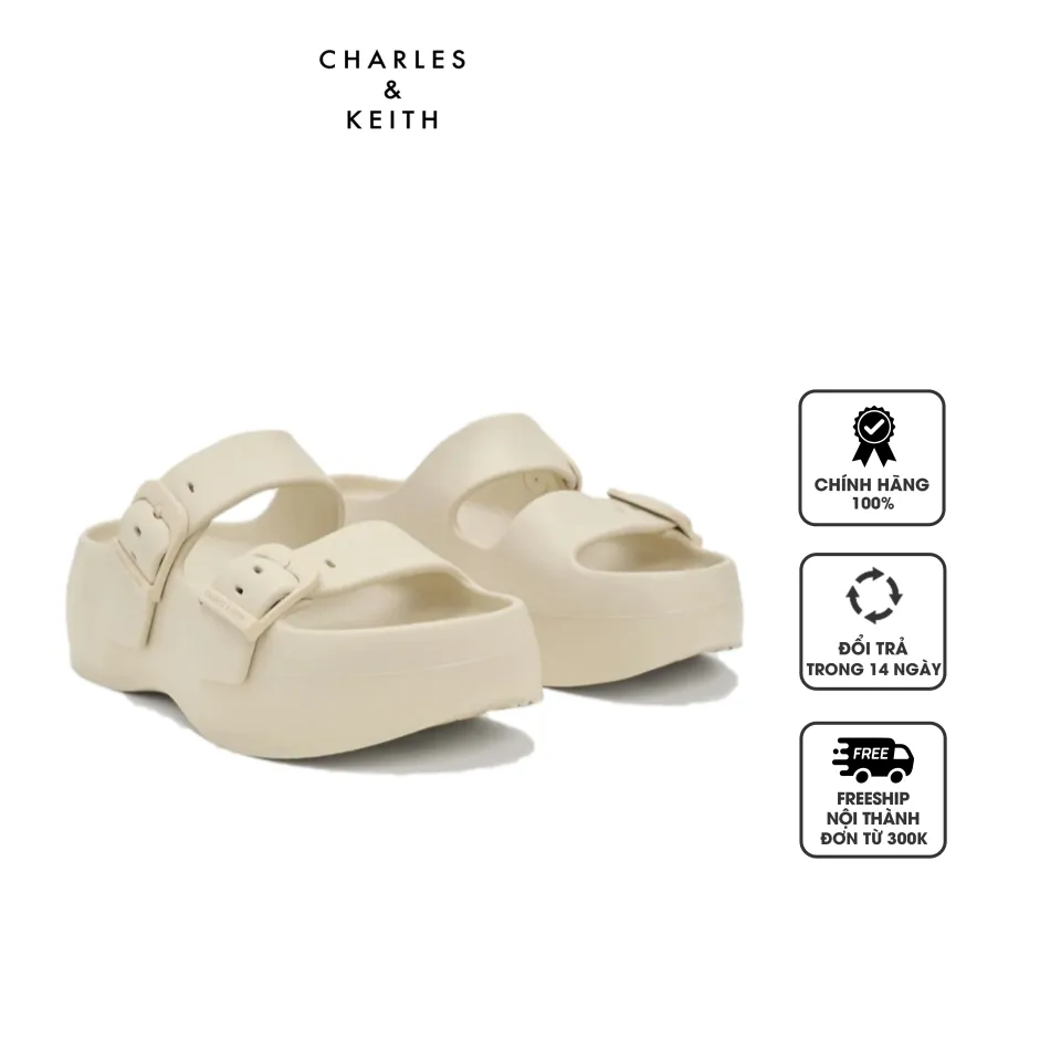 Dép Charles & Keith Bunsy Double-Strap Sports Sandals CK1-71650004 Beige