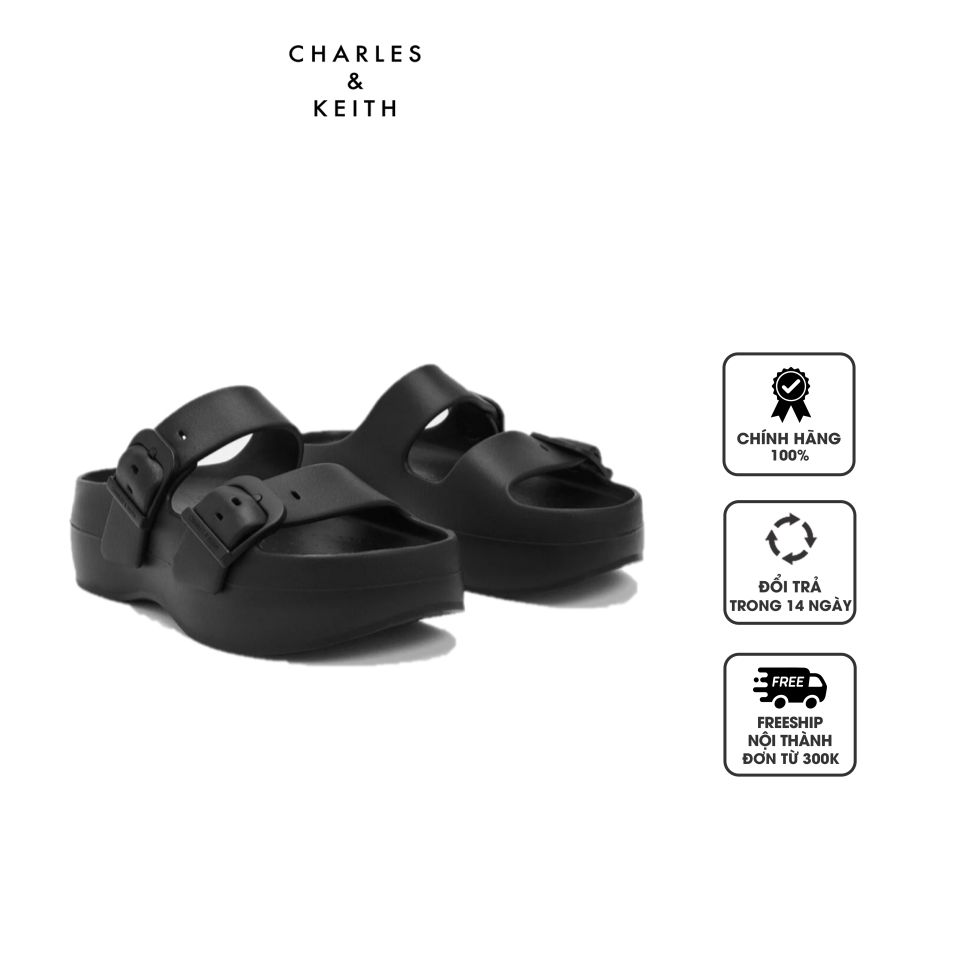 Dép Charles & Keith Bunsy Double-Strap Sports Sandals CK1-71650004 Black, 35