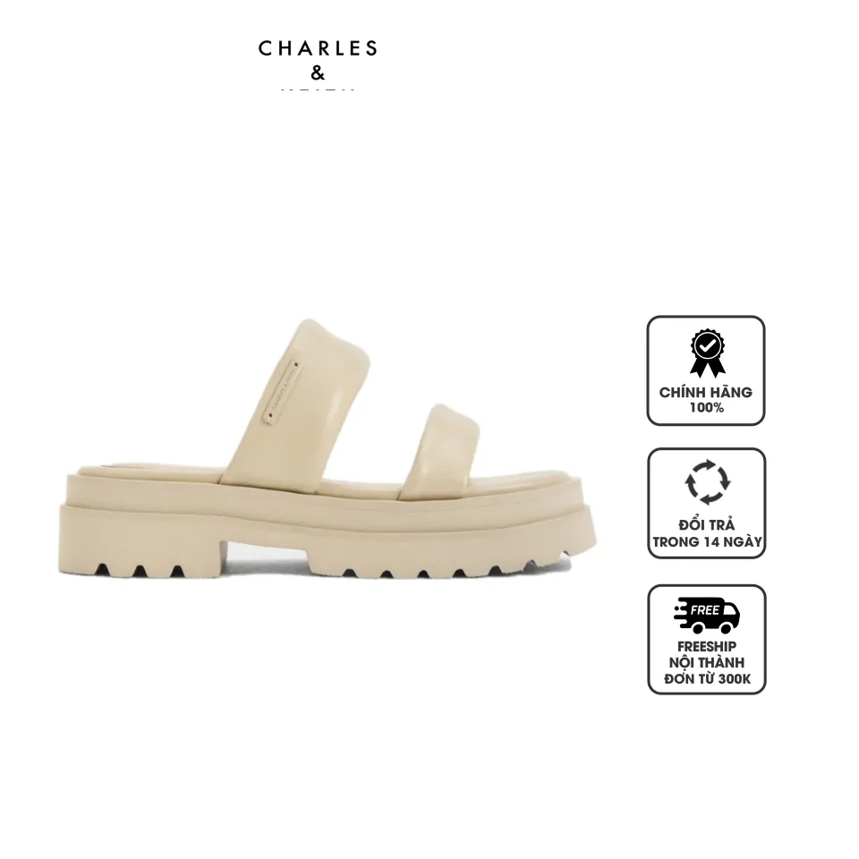 Dép Charles & Keith Tattie Puffy-Strap Sandals CK1-70381047 Taupe, 35