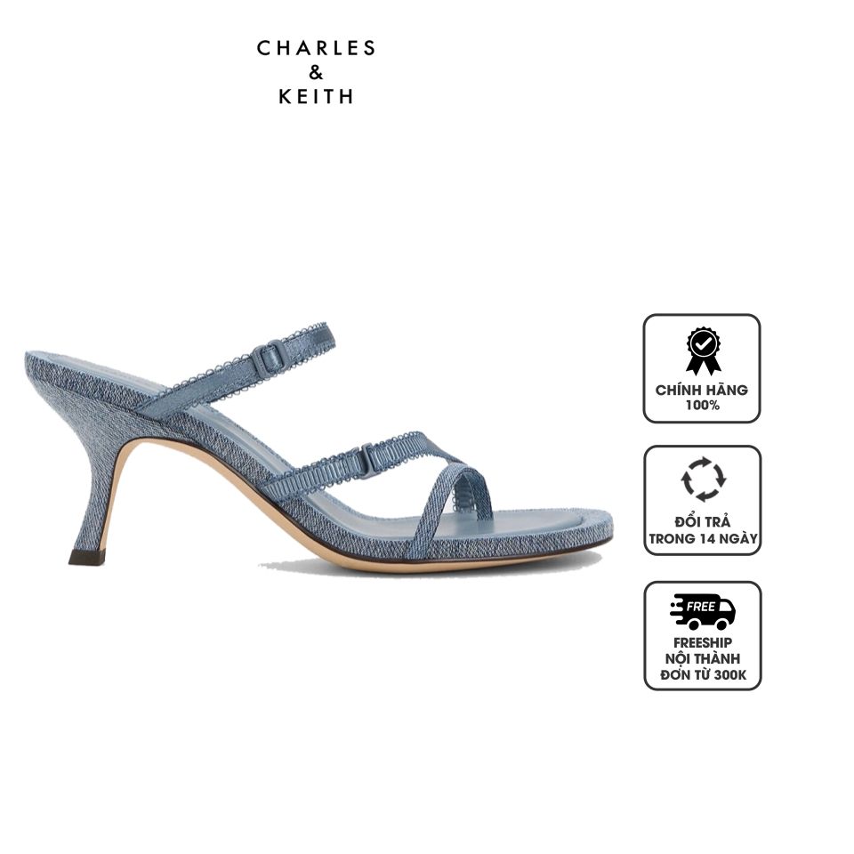 Sandals Charles & Keith Denim Lace-Strap Thong CK1-60920377 Denim Blue, 35