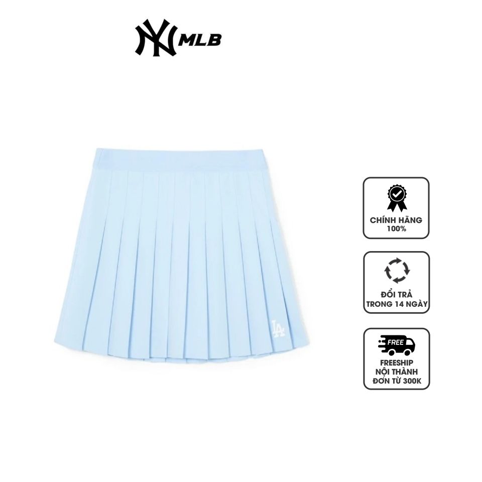 Chân váy xếp ly MLB Sportive Varsity Pleated Skirt 3FSKV0143-07SBS màu xanh, XS