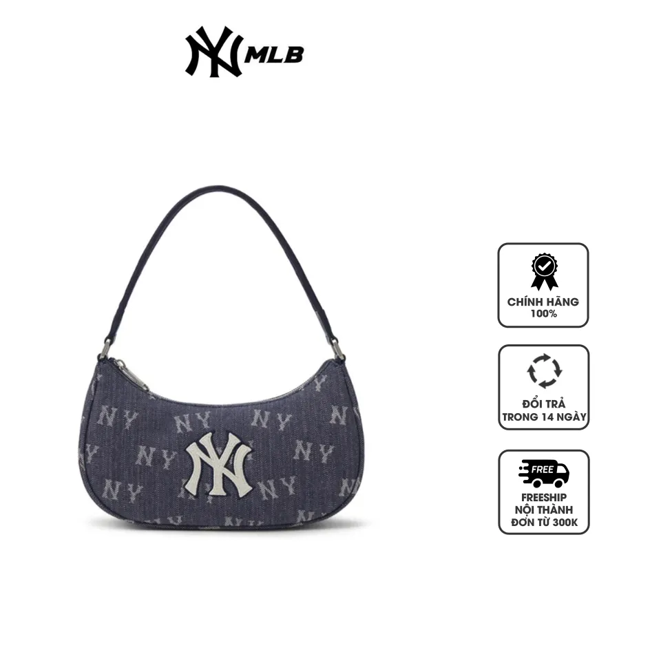 Túi đeo vai Hobo MLB Classic Monogram Denim New York Yankees 3ABQS224N-50INS màu xanh