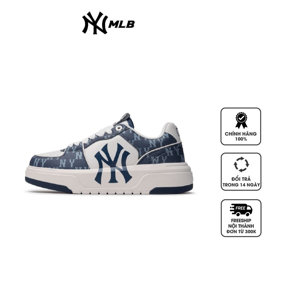 Giày MLB Chunky Liner Denim Mono NY 3ASXCLD4N-50NYS Navy, 36.5