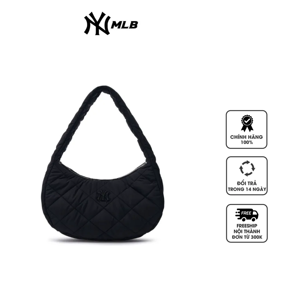 Túi đeo vai hobo MLB Padded Quilted Medium New York Yankees 3ABQM0936-50BKS màu đen